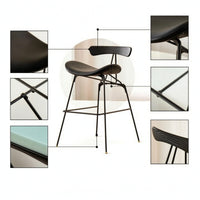 Modern Bar Stool with Backrest Upholstered Bar Stool with Footrest Long-Lasting Furniture Supportive for Cafe