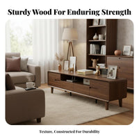 Lowheight TV Cabinet Wood Grain Finish Lowheight TV Stand Ample Storage Living Room Furniture for Homeowners, Families, Lounge Area, Bedroom