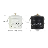 Round Compost Pail Charcoal Filter Metal Compost Pail Rust-Resistant