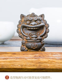 树脂聚宝盆笑狮桌面摆件家居办公室装饰品摆件高级感小众工艺品