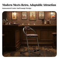 Union Flag Pattern U-Frame Backrest Stool Retro Design Counter Chair Padded Seat and Back Seating Furniture Wear-Resistant for Homeowners, Business Owners, Bar Patrons, Restaurant, Cafe, Arcade, Dining Room