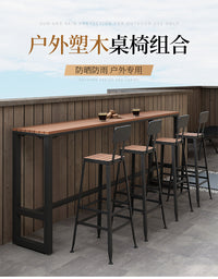 家用休闲户外阳台吧台桌椅组合庭院奶茶店室外防腐塑木高脚长条桌