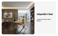 Modern Chinese Design Armchair Light Luxury Design Upholstered Armchair with Wood Frame Designer Piece for Adults, Study