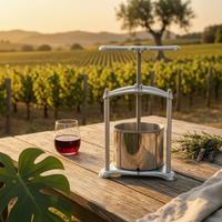 Grape Press with Stainless Steel Barrel Hand-Operated Manual Juice Maker Compact