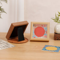 Mini Song Brocade Hard Card Photo Frame, Square 4 Inch, for Calligraphy Display