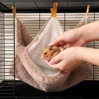 Double Layer Hammock Guinea Pig Bed, Soft Fleece Guinea Pig Hide for Cages, Square Hanging Sleeping Bed for Hamsters and Chinchillas