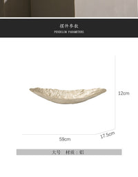 Modern European Light Luxury Gold Hammered Long Tray for Living Room Entryway