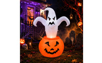 Outdoor Halloween Inflatable with LED Light Lighted Inflatable Ghost with Pumpkin Giant Inflate Ghost Bright for Yard