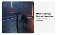 Industrial Aesthetic High Stool and Counter Table Combo Slate Tabletop Counter Dining Table with Stools Upholstered Seat Bar Height Furniture Long-Lasting Construction for Restaurant Managers, Interior Designers, Adults, Nightclub, Lounge, Small Areas