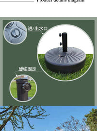 Beach Umbrella with Water-Filled Base, Plastic Center Pole, 8 Ribs, Manual Open