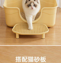 Jumbo Cat Litter Box Open Semi-Enclosed Odor Control Cat Toilet Anti-Splash Pad for Adult Cats