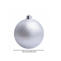Christmas Ornament with Hanging Cap Glittery Christmas Ball Tree Ornaments Silver