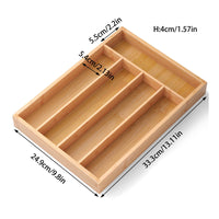 5 Compartment Silverware Tray Space Saving Bamboo Utensil Organizer for Workshop
