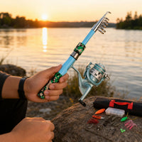 Telescopic Lure Fishing Rod 1.8m, Portable Spinning Rod & Reel Combo Set, Fibreglass Travel Fishing Pole for Stream, 32-46cm Retracted