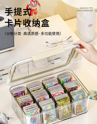 卡片收纳盒亚克力透明密封分格吧唧卡牌展示架奥特曼小马宝莉卡盒 【奶白】1个装❤12分格