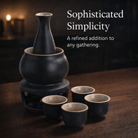 Ceramic Wine Warmer Set, 7-Piece Minimalist Japanese Style