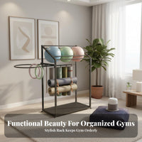 Exercise Mat and Ball Rack Space Saving Multi-Layer Exercise Storage Stand Large Capacity Home Gym Equipment Organizer