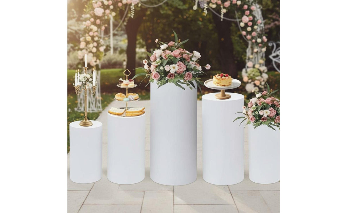 Dessert Table Pillar Cover Stretch Material Cylinder Pedestal Cover Round Plinth Slipcover Snug Fit Easy to Install for Weddings
