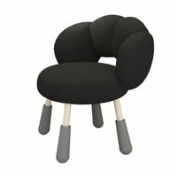 Height Adjustable Puff-Shaped Swivel Stool Ergonomic Backrest Upholstered Armless Chair Soft Upholstery Home Furniture Thickly Padded Seat for Students, Women, Adults, Dorm Room, Bedroom, Vanity Area