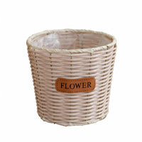 Flower Pot Basket Handwoven Round Wicker Planter Basket Plastic Weave