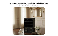 Black Display Cabinet Vintage Design Sideboard Retro-Modernperiod Modern & Design Glass Doors for Residents, Families, Hallway