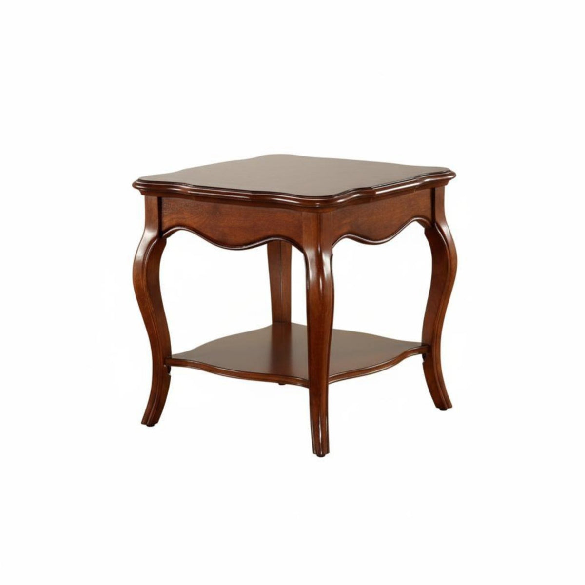 Multi-Tier End Table Sturdy Construction Two-Tier Cabriole Leg Table for Bedroom