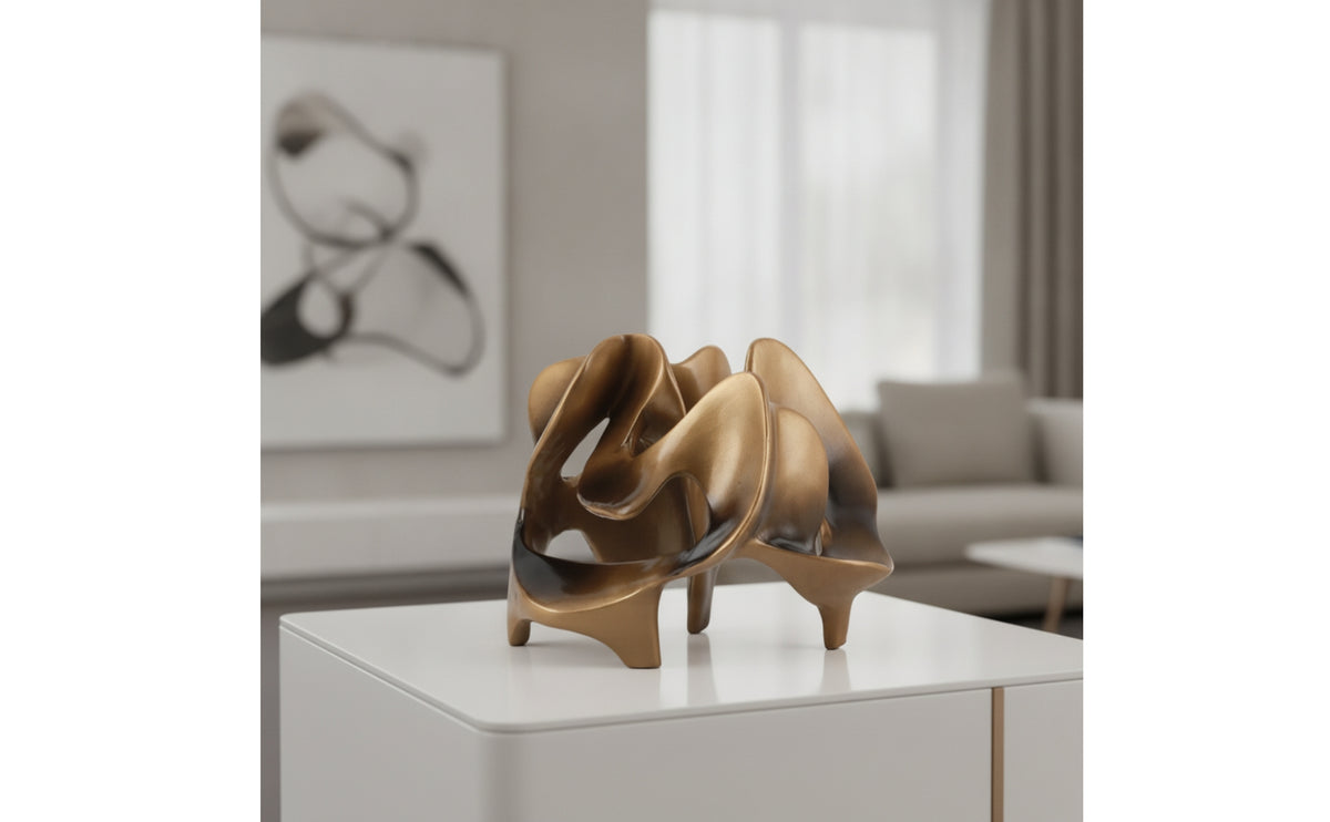 Geometric Sculpture Modern Abstract Statue Sleek Hollow Ornament for Bookshelf