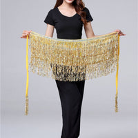 Belly Dance Hip Scarf with Fringe and Sequins for Halloween Costume