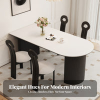 5 Pieces French Cream design Half-Moon Table with 4 Chairs Modern Minimalist Dining Area Furniture Curved surface Indoor Furnishing Space-Saving Design for Apartment Dwellers, Homeowners, Families, Small Spaces, Open-Plan Areas, Kitchen, Living Room
