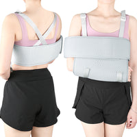 Gray Perforated Arm Sling with Adjustable Support for Forearm and Elbow