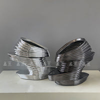 现代简约高档树脂电镀造型花器花瓶装饰样板房酒店客厅餐厅摆件