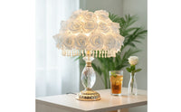 Floral Flower Table Lamp Romantic Bedside Lamp Decorative Crystal-Style for Bedroom, Reading Corner