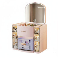 Desktop vanity Case with Mirror and Drawers Large Capacity for Bathroom, Women