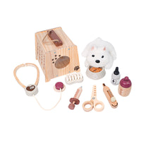 Wooden Pet Medical Kit Toy for Kids Role-Playing Doctor Set