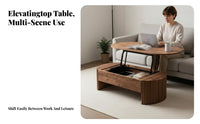 Nordic Design Lift-Top Coffee Table Multi-Functional Lift-Top Storage Table Space-Saving Living Room Furnishing Multipurpose Use for Apartment Dwellers, Telecommute Workers, Homeowners, Small Areas, Home Office, Lounge Area