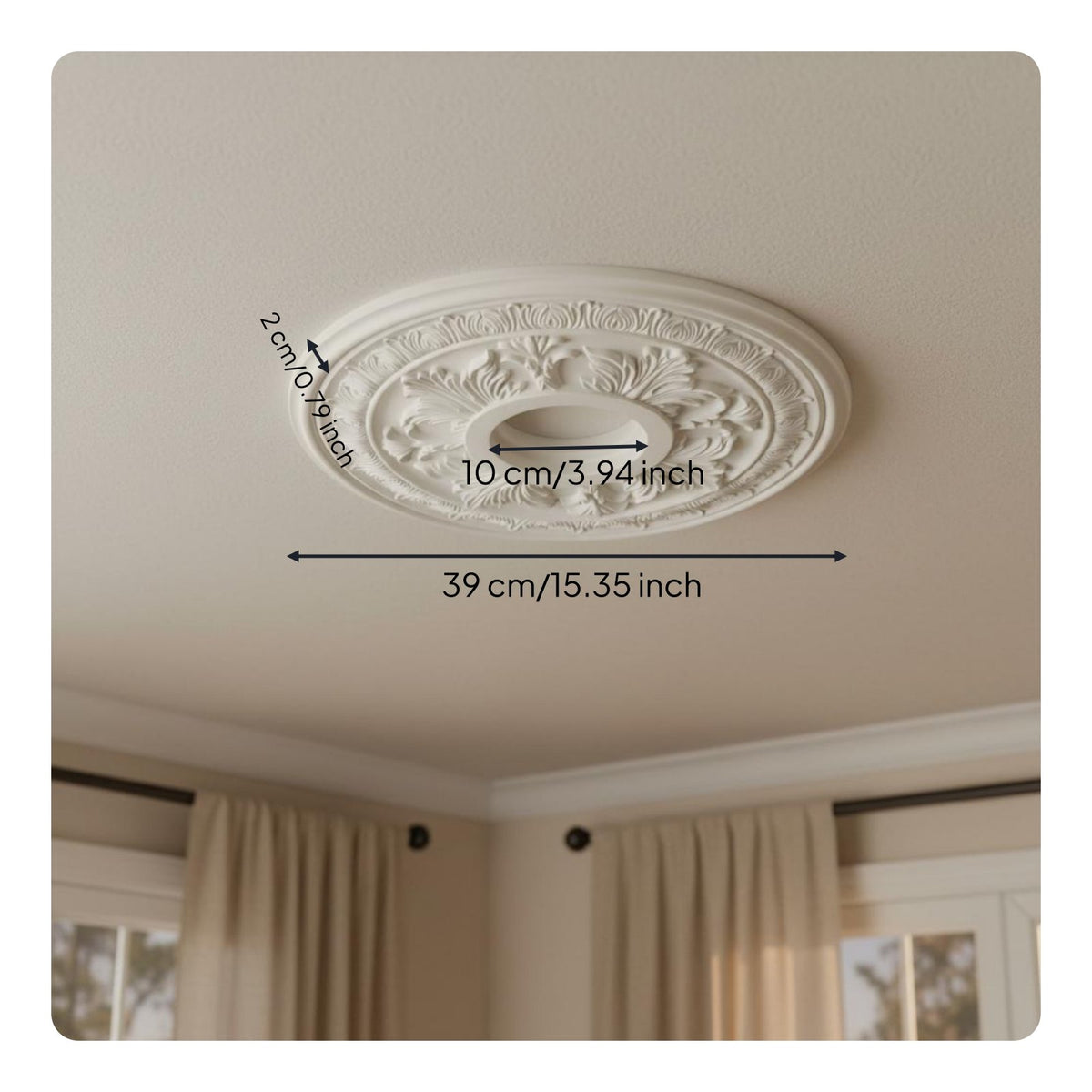 Ornate Ceiling Medallion Easy to Install Rosette Ceiling Plate for Living Room