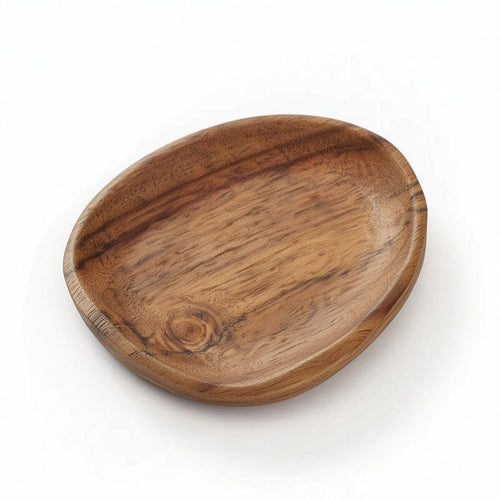 Acacia Wood Tray Natural Grain Pebble Shaped Tray Rustic for Entryway