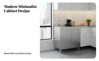 Stainless Steel Sink Cabinet Easy to Clean Freestanding Kitchen Sink Resistant Unified Kitchen Workstation for Landlords, Renters, Garage