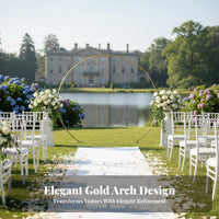 Gold Wedding Arch Frame Golden Finish Circular Wedding Backdrop Stand Metal Circle Backdrop Stand Easy Assembly for Weddings