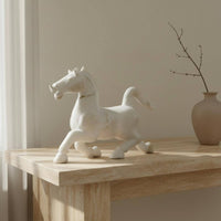 Jade-Look Horse Sculpture Resin Material Figurine Success Symbol for Living Room