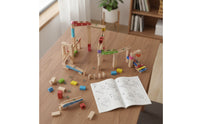 100 Pieces Wooden Marble Run Colorful Marble Run with Blocks Educational Construction Set for Kids, Classroom
