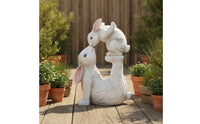 Kissing Rabbits Garden Sculpture Outdoor Bunny Statue Textured for Nursery