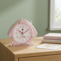 Flat Base House-Shaped Alarm Clock Floral Decoration Analog Desk Alarm Clock Compact Decor Piece Cute