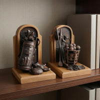 Resin Golf Bookends Distressed Finish Golf Bookends Thick Construction