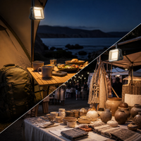 Smile Shark Solar Camping Lantern with Dual Color Light, Magnetic Base, and Stand Socket for Outdoor & Emergency Use