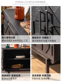 侘寂风复古餐边柜雕花收纳柜做旧黑色斗柜花店古典玄关柜储物柜子