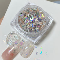 Glitter Sequins for Manicure Decoration, Hollow Star Shaped Moon Butterfly Nail Accessories, Colorful Effect Design for Teens, Pink Themed Supplies