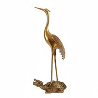 Longevity Crane Turtle Sculpture Birthday Gift Crane on Turtle Statue Good Luck Charm Longevity Animal Sculpture for Entrance, TV Cabinet, Office
