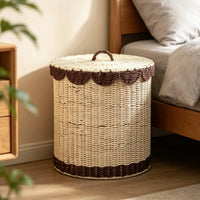 Storage Basket with Lid Handwoven Laundry Basket with Lid Tall for Bathroom
