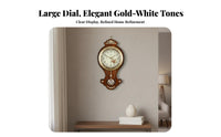 Vintage Brass Clock Quiet Mechanism 3D Decorative Clock Non-Ticking Home Decor for Living Room, Entryway, Office